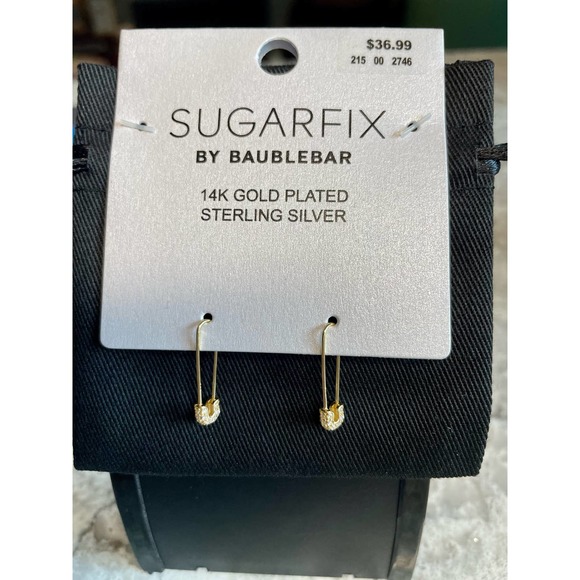 BaubleBar Jewelry - SUGARFIX by BaubleBar 14K Gold Plated Sterling Silver Safety Pin Earrings - NEW
